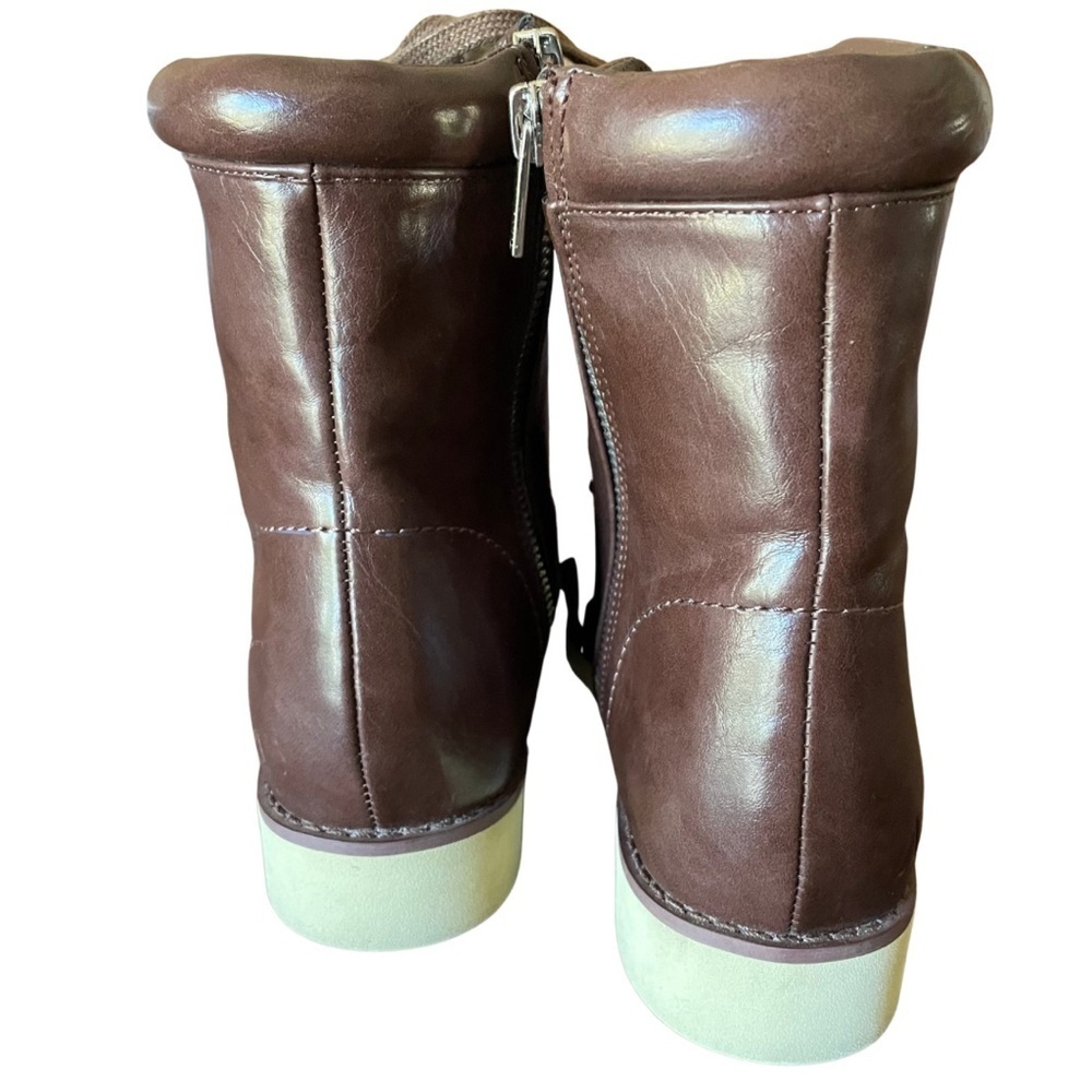 Matt & Nat Brown Potter Combat Boots Lace-Up Zip-up Design - Picture 4 of 10